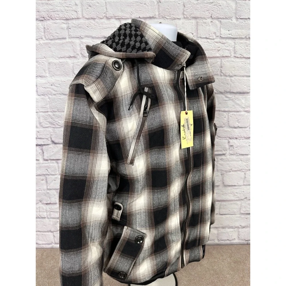 Ninety Six North Vintage Plaid Hooded Bomber Jacket 2XL‎ Full Zip Outerwear